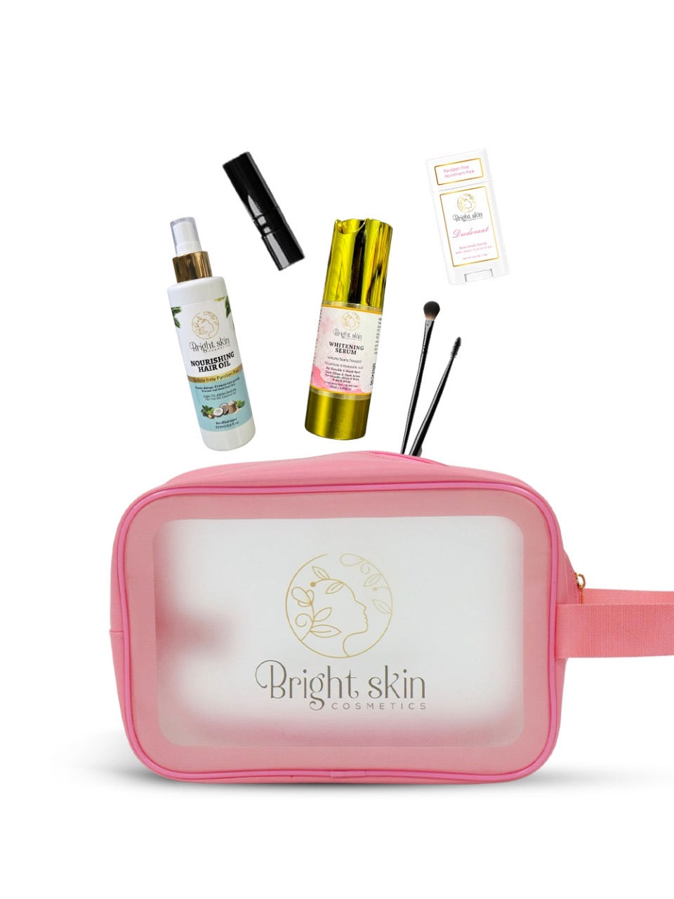 Pink clear bright skin cosmetics bag